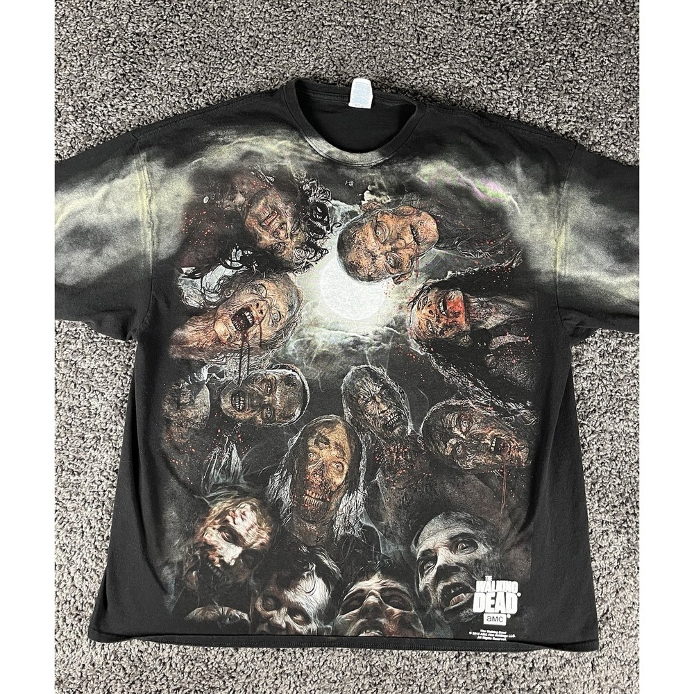 2015 AMC The Walking Dead Promo All Over Print Zombie Huddle Tee 3XL AOP Rare